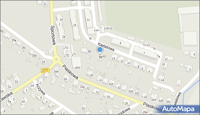 Sulechów, Piaskowa, 39, mapa Sulechów