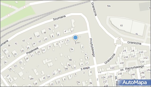 Swarzędz, Piaskowa, 3, mapa Swarzędz