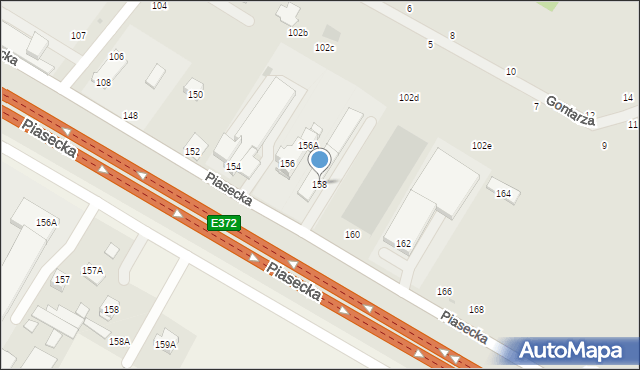 Świdnik, Piasecka, 158, mapa Świdnika