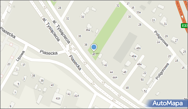 Świdnik, Piasecka, 40, mapa Świdnika