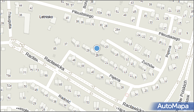 Świdnik, Piękna, 25, mapa Świdnika