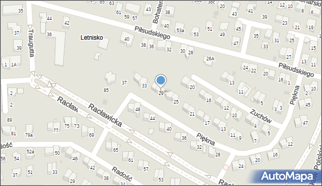 Świdnik, Piękna, 29, mapa Świdnika