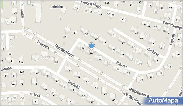 Świdnik, Piękna, 44, mapa Świdnika