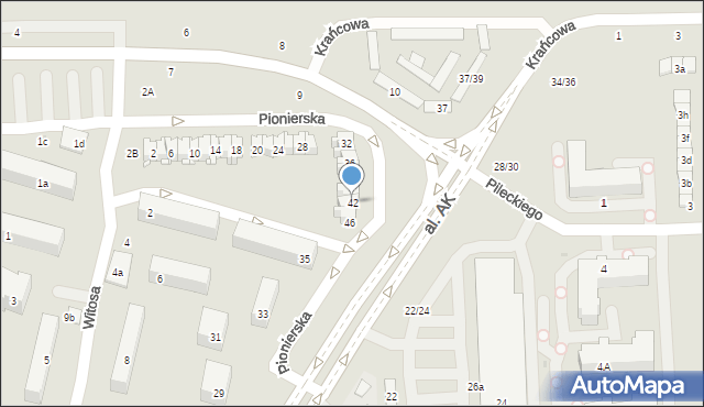 Świdnik, Pionierska, 42, mapa Świdnika