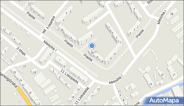 Świebodzice, Piasta, 20, mapa Świebodzice