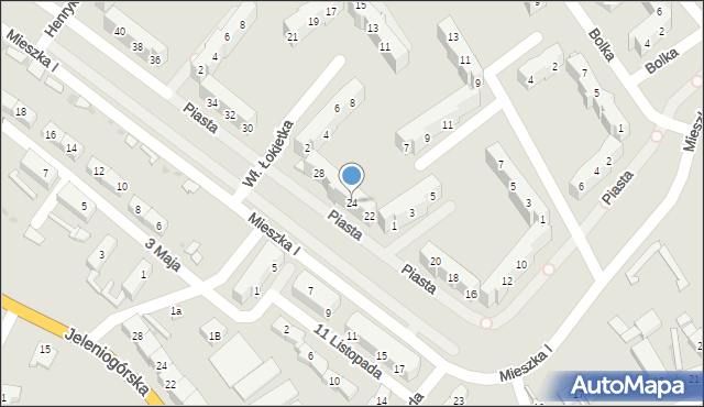 Świebodzice, Piasta, 24, mapa Świebodzice