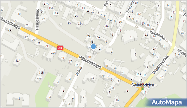 Świebodzice, Piłsudskiego Józefa, marsz., 10A, mapa Świebodzice