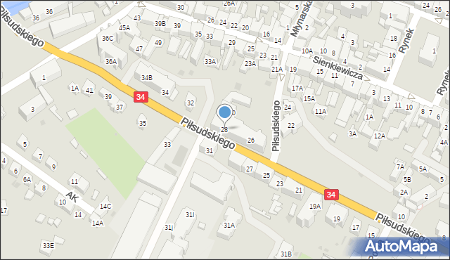 Świebodzice, Piłsudskiego Józefa, marsz., 28, mapa Świebodzice