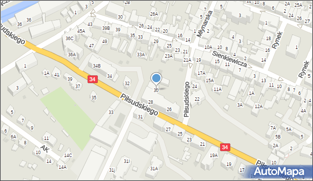 Świebodzice, Piłsudskiego Józefa, marsz., 30, mapa Świebodzice