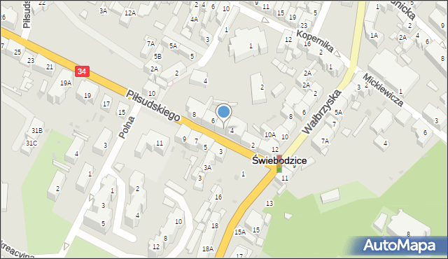 Świebodzice, Piłsudskiego Józefa, marsz., 4B, mapa Świebodzice