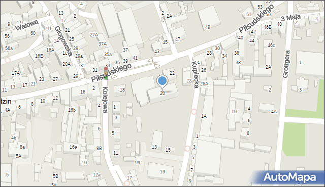 Świebodzin, Piłsudskiego Józefa, marsz., 20, mapa Świebodzin