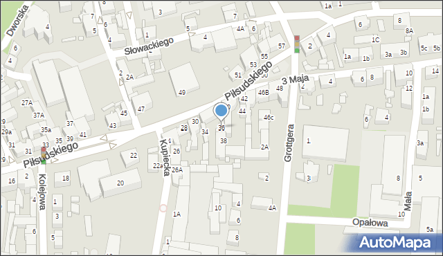 Świebodzin, Piłsudskiego Józefa, marsz., 36, mapa Świebodzin