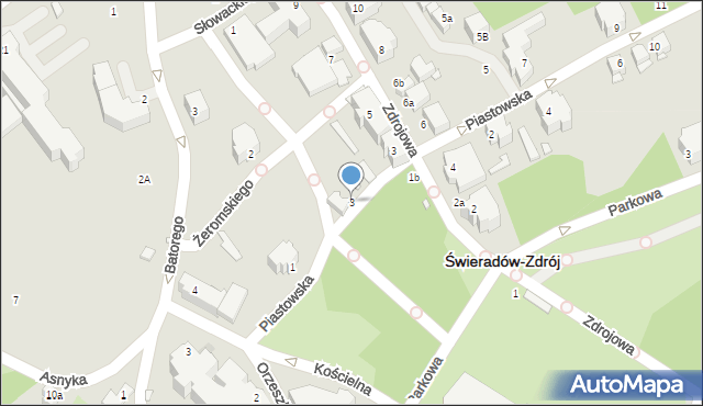 Świeradów-Zdrój, Piastowska, 3, mapa Świeradów-Zdrój