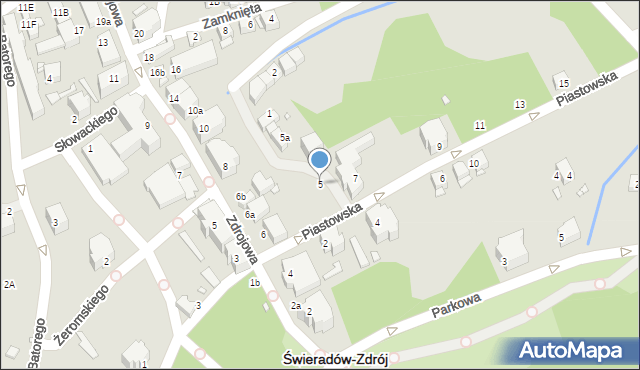 Świeradów-Zdrój, Piastowska, 5, mapa Świeradów-Zdrój