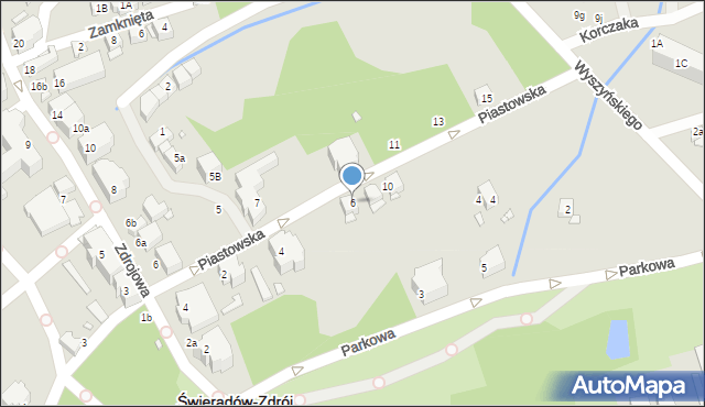 Świeradów-Zdrój, Piastowska, 6, mapa Świeradów-Zdrój