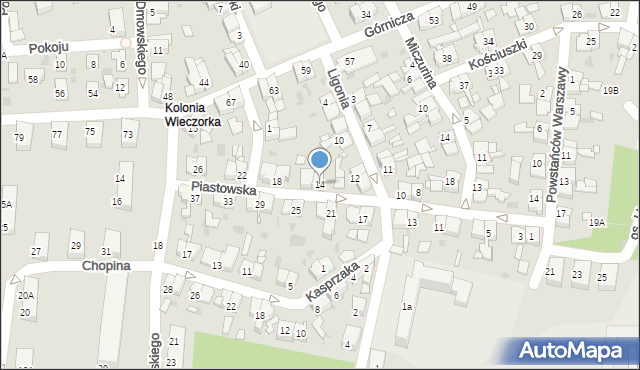 Świętochłowice, Piastowska, 14, mapa Świętochłowice