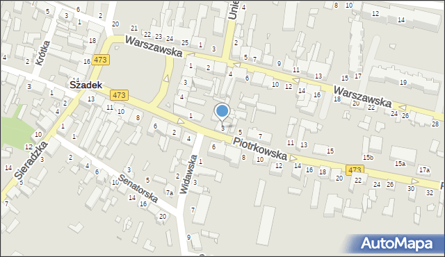 Szadek, Piotrkowska, 3, mapa Szadek