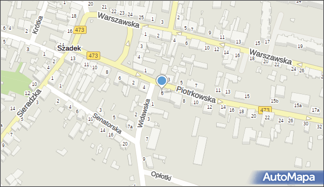 Szadek, Piotrkowska, 6, mapa Szadek