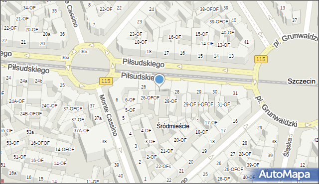 Szczecin, Piłsudskiego Józefa, marsz., 27, mapa Szczecina