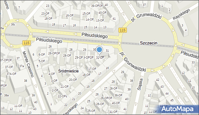 Szczecin, Piłsudskiego Józefa, marsz., 31-OF, mapa Szczecina