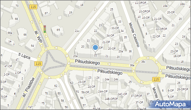 Szczecin, Piłsudskiego Józefa, marsz., 22, mapa Szczecina