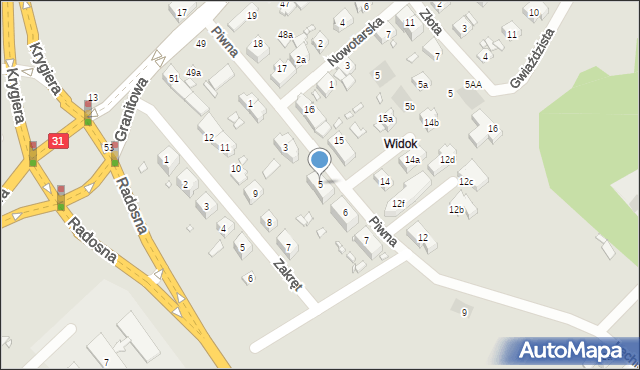 Szczecin, Piwna, 5, mapa Szczecina