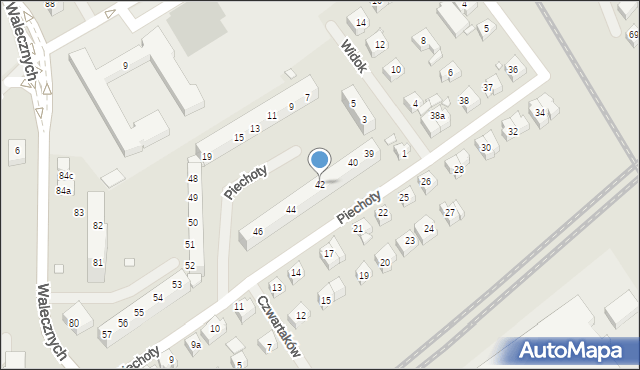 Szczecin, Piechoty, 42, mapa Szczecina