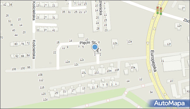 Szczecin, Pięciu Stawów, 1, mapa Szczecina