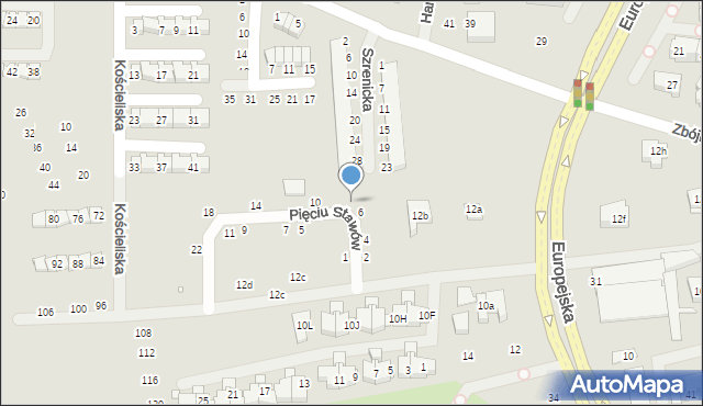 Szczecin, Pięciu Stawów, 8, mapa Szczecina