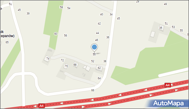 Szczepanów, Pielgrzymów, 50, mapa Szczepanów