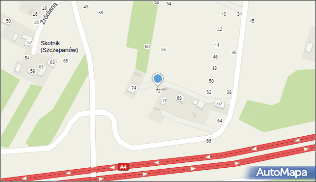 Szczepanów, Pielgrzymów, 72, mapa Szczepanów