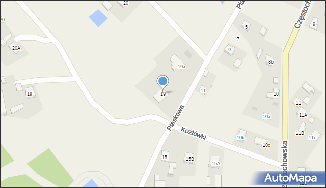 Szczerców, Piaskowa, 19, mapa Szczerców