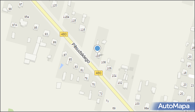 Szczerców, Piłsudskiego Józefa, marsz., 110, mapa Szczerców