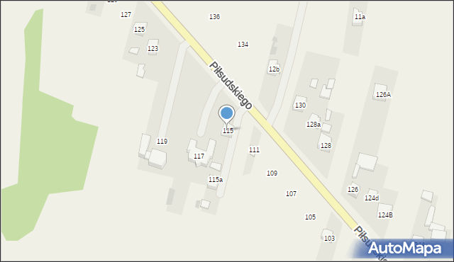 Szczerców, Piłsudskiego Józefa, marsz., 115, mapa Szczerców