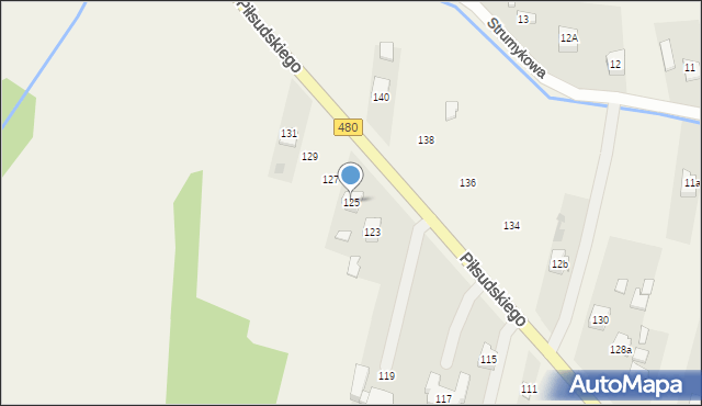 Szczerców, Piłsudskiego Józefa, marsz., 125, mapa Szczerców