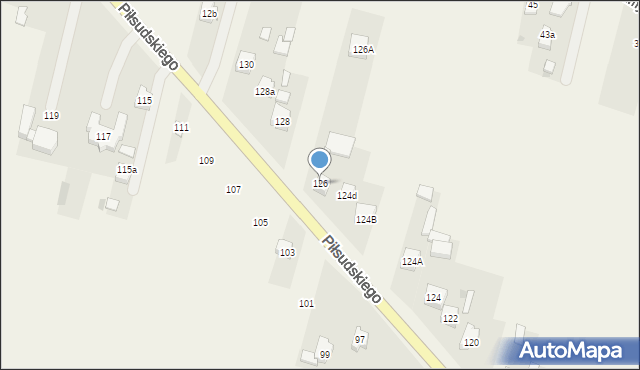 Szczerców, Piłsudskiego Józefa, marsz., 126, mapa Szczerców