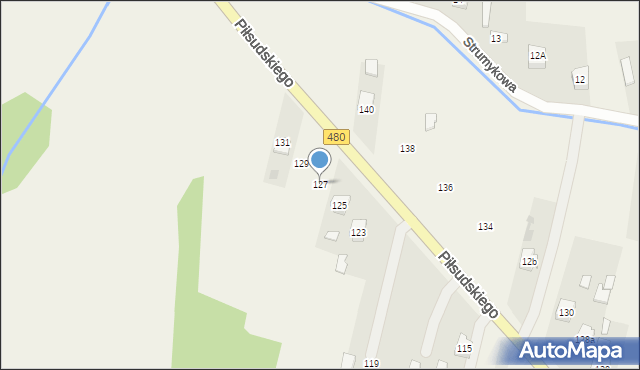 Szczerców, Piłsudskiego Józefa, marsz., 127, mapa Szczerców