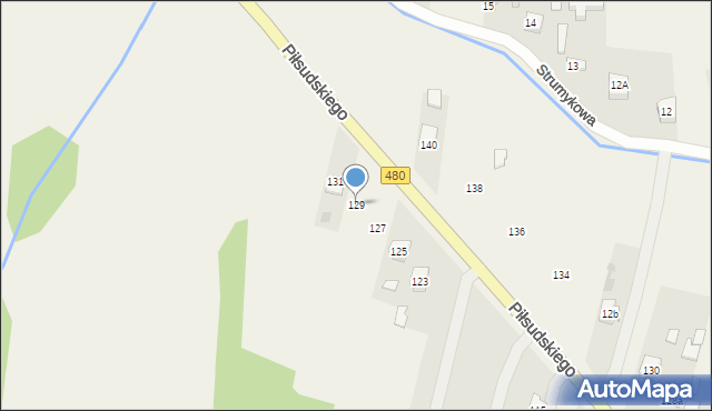 Szczerców, Piłsudskiego Józefa, marsz., 129, mapa Szczerców