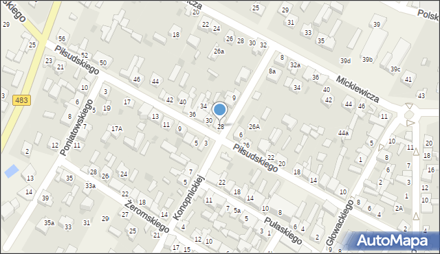 Szczerców, Piłsudskiego Józefa, marsz., 28, mapa Szczerców