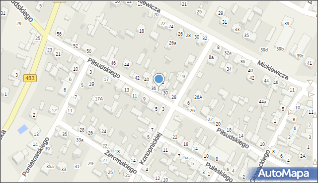 Szczerców, Piłsudskiego Józefa, marsz., 32, mapa Szczerców