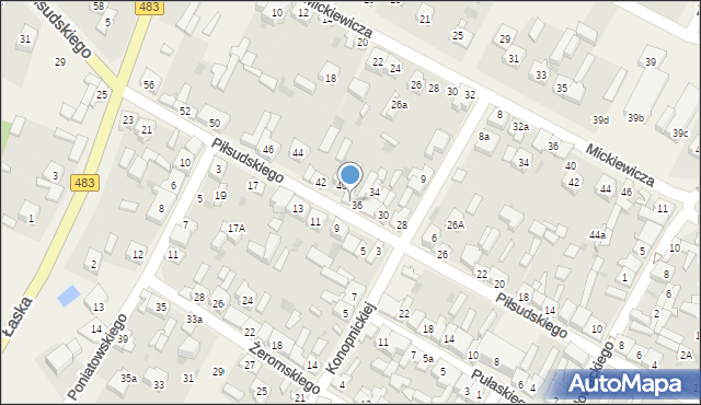 Szczerców, Piłsudskiego Józefa, marsz., 36/38, mapa Szczerców