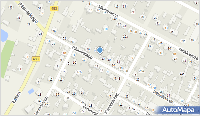 Szczerców, Piłsudskiego Józefa, marsz., 42A, mapa Szczerców