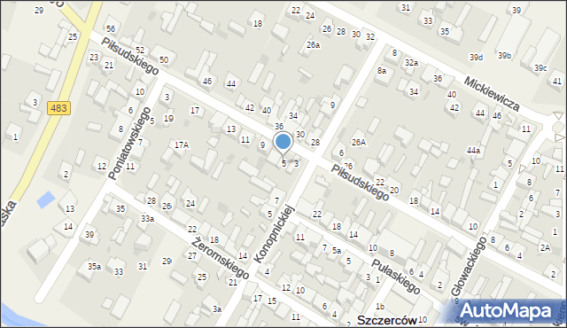Szczerców, Piłsudskiego Józefa, marsz., 5, mapa Szczerców