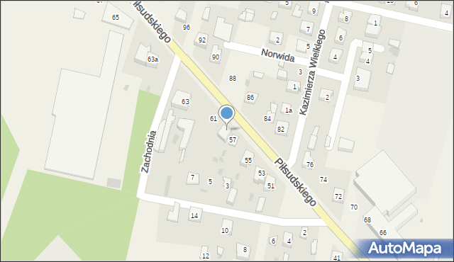 Szczerców, Piłsudskiego Józefa, marsz., 59a, mapa Szczerców