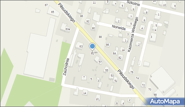 Szczerców, Piłsudskiego Józefa, marsz., 61, mapa Szczerców