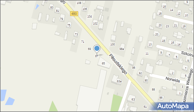 Szczerców, Piłsudskiego Józefa, marsz., 67, mapa Szczerców