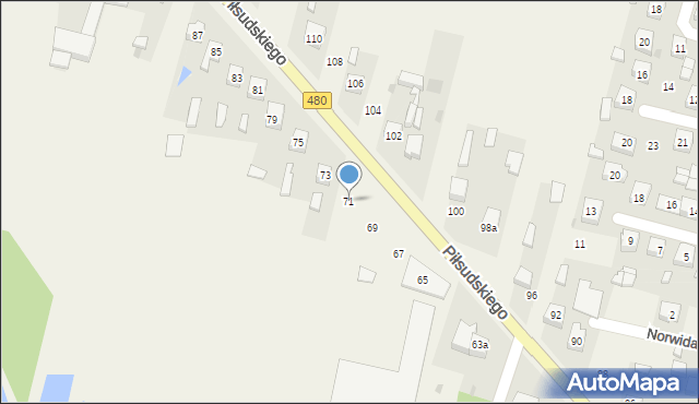 Szczerców, Piłsudskiego Józefa, marsz., 71, mapa Szczerców