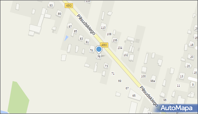 Szczerców, Piłsudskiego Józefa, marsz., 75, mapa Szczerców