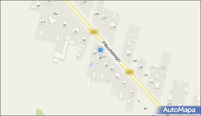 Szczerców, Piłsudskiego Józefa, marsz., 85, mapa Szczerców