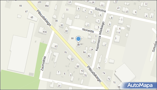 Szczerców, Piłsudskiego Józefa, marsz., 86, mapa Szczerców